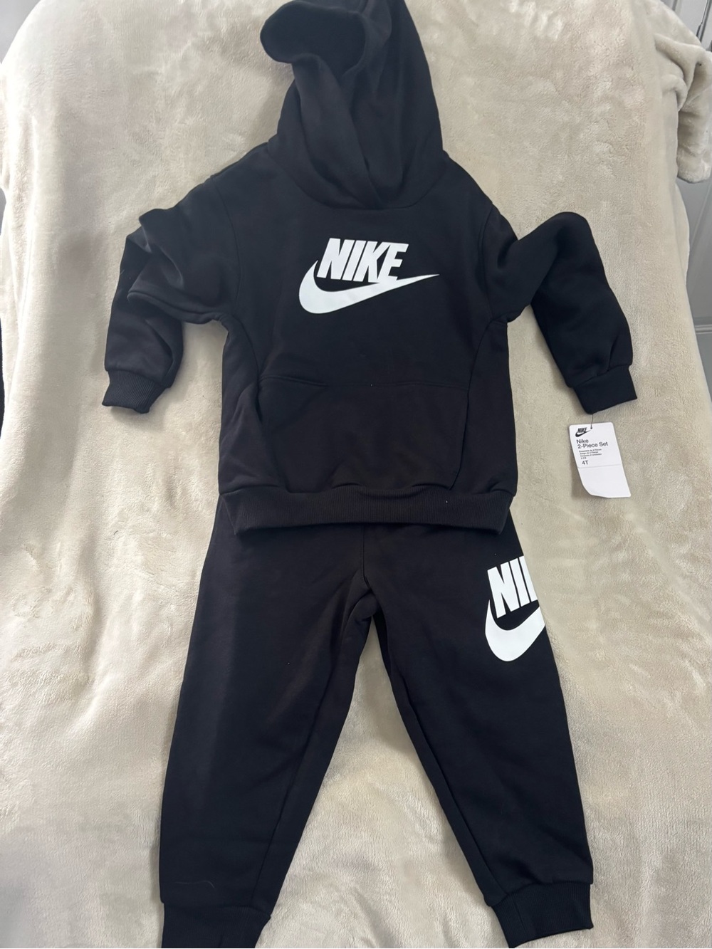 Nike Black Hoodie & Joggers Set with White Logo unisex 4t
